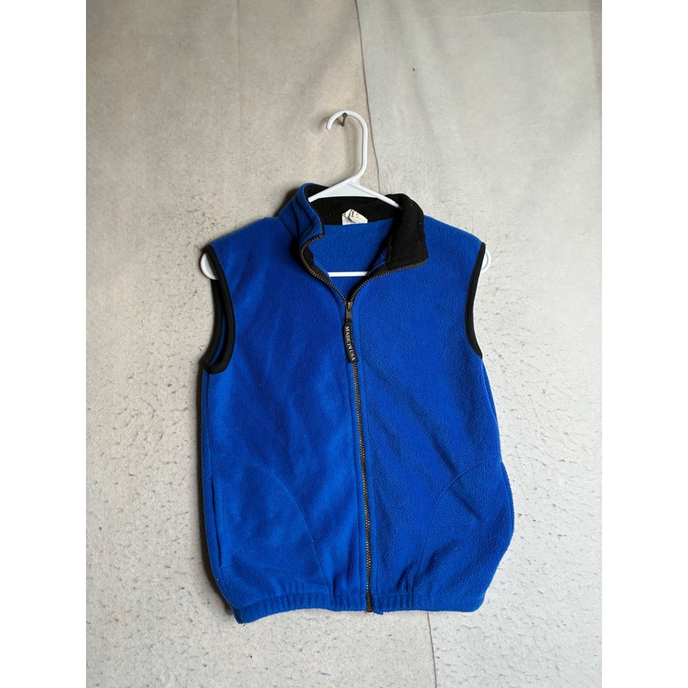 Vtg Polar Graphics Fleece Vest Mens Medium Blue Full Zip Made in USA Gorpcore